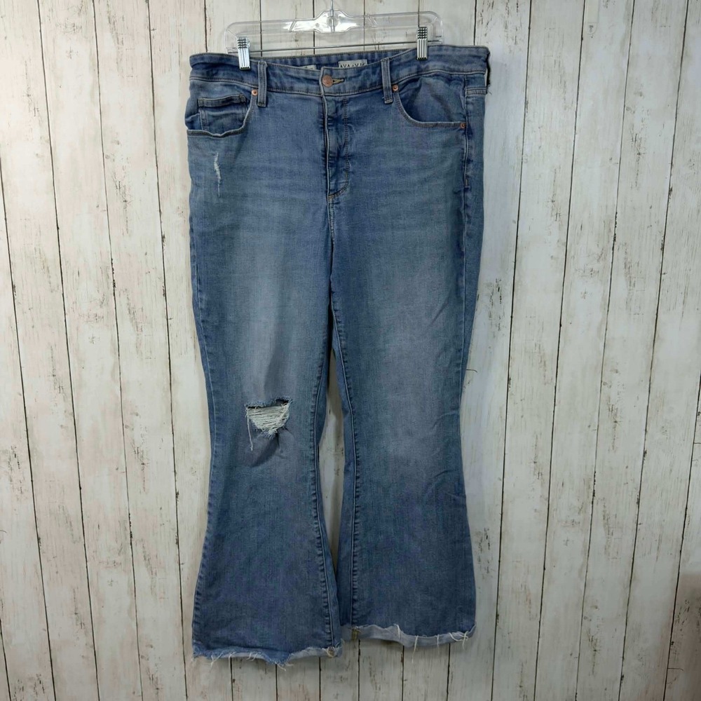 AVA & VIV Women's‎ High Rise Flare Jeans Stretch Denim Blue Size 17